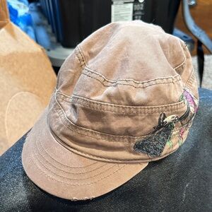 Roxy Brown Cotton Cap with Floral Patch